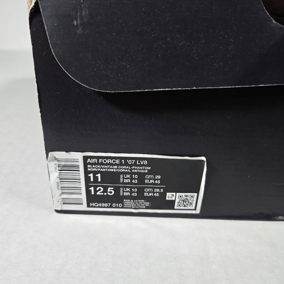 Nike Air Force 1 Low '07 LV8 Black Size 11 Vintage Coral Phantom HQ4987-010 Men - Picture 9 of 11